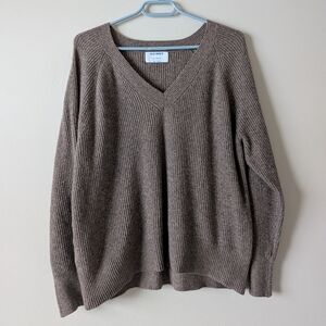 Old Navy Women's Brown V Neck Knit Oversized Sweater Size Small